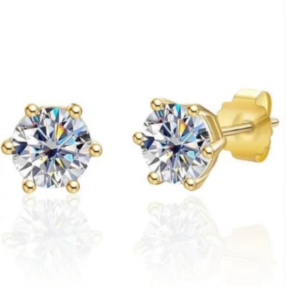 Certified 4ct. t.w. Diamond Moissanite Round Stud Earrings NEW - Picture 2 of 9